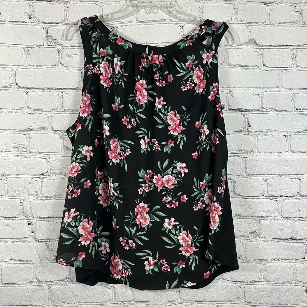 TORRID Women’s Tank Top Double Shoulder Straps Black & Pink Floral 1 (14/16)